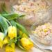 Салат: крабовые палочки, кукуруза, яйца